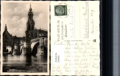 318442,Dresden Augustusbrücke Brücke m. Hofkirche Georgentor