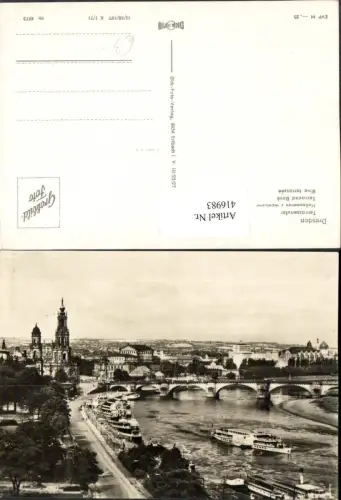 416983,Dresden Teilansicht Terrassenufer Brücke Dampfer Boote