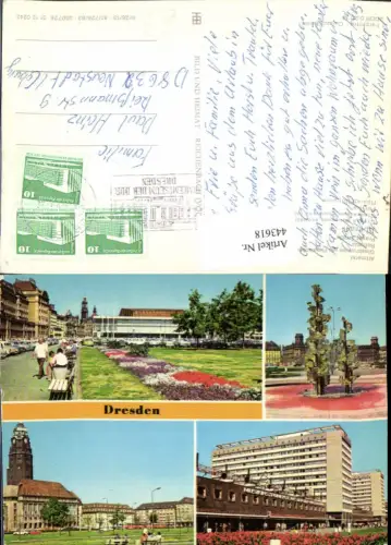 443618,Dresden Altmarkt Glasbrunnen Rathaus Mehrbildkarte pub VEB