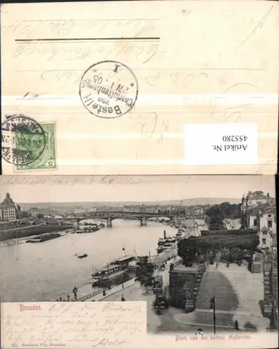 455280,Dresden Teilansicht von d. Hofkirche Dampfer Brücke pub Hermann Poy 662
