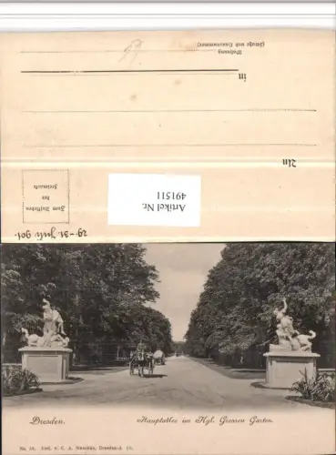 491511,Dresden Hauptallee im Großen Garten Statuen