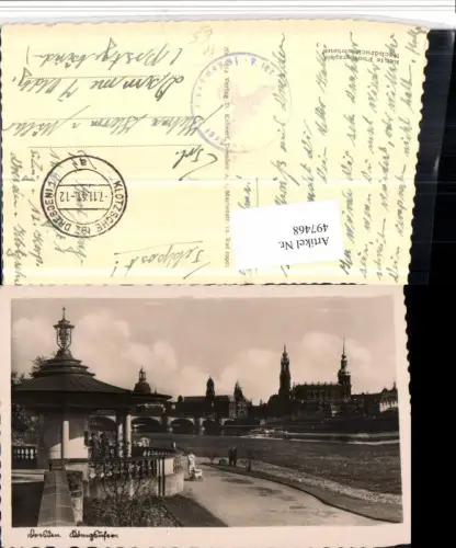 497468,Dresden Königsufer Teilansicht Brücke Feldpost 12. Kompanie