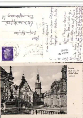514938,Dresden Blick von d. Brühl'schen Terrasse Statue Turm