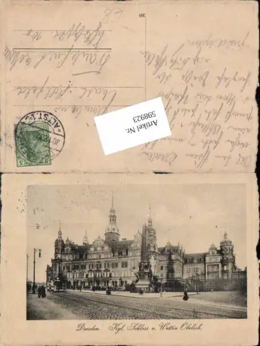 598923,Dresden Kgl. Schloss Wettin Obelisk Tram Straßenbahn Altstadt