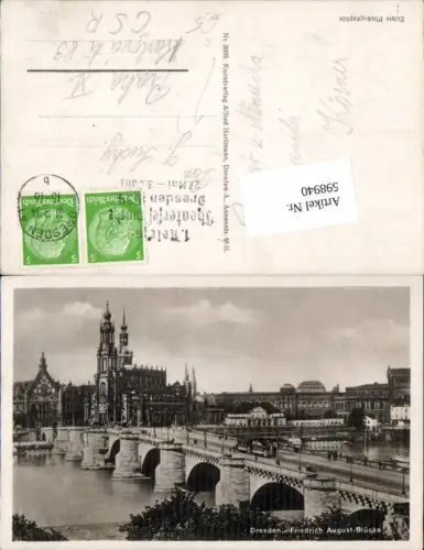 598940,Dresden Fredrich August Brücke Straßenbahn 1. Reichs Theaterfestwoche 1934