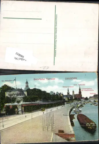 680853 Altstadt-Dresden Brühlsche Terrasse Terrassenufer Elbe Brücke Landungsplatz Dampfer