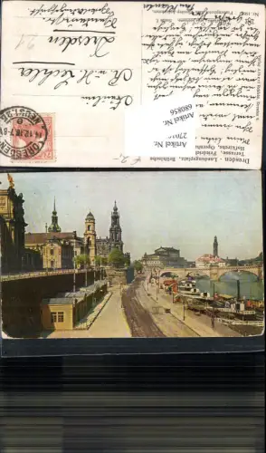 680856 Altstadt-Dresden Brühlsche Terrasse Terrassenufer Elbe Brücke Landungsplatz Dampfer