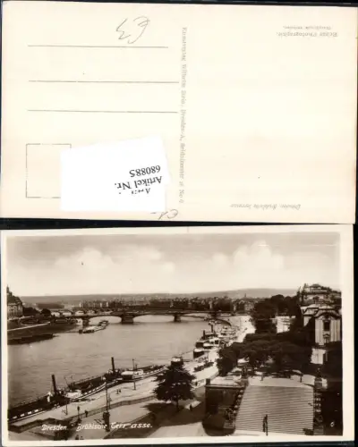 680885 Altstadt-Dresden Brühlsche Terrasse Terrassenufer Elbe Brücke Landungsplatz Dampfer