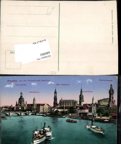 680901 Altstadt-Dresden Brühlsche Terrasse Terrassenufer Elbe Brücke Landungsplatz Dampfer