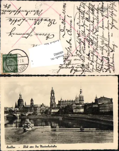 680902 Altstadt-Dresden Brühlsche Terrasse Terrassenufer Elbe Brücke Landungsplatz Dampfer