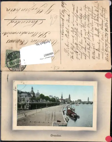 680907 Altstadt-Dresden Brühlsche Terrasse Terrassenufer Elbe Brücke Landungsplatz Dampfer