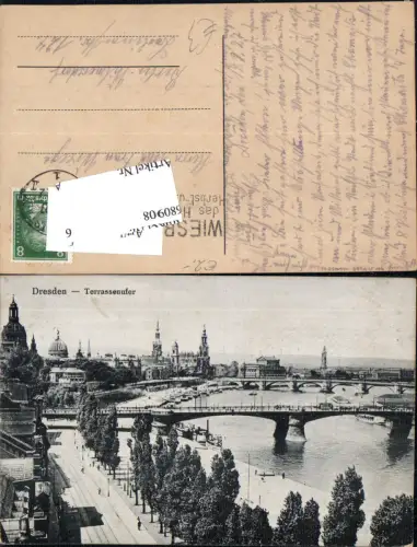 680908 Altstadt-Dresden Brühlsche Terrasse Terrassenufer Elbe Brücke Landungsplatz Dampfer