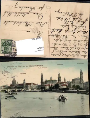 680909 Altstadt-Dresden Brühlsche Terrasse Terrassenufer Elbe Brücke Landungsplatz Dampfer