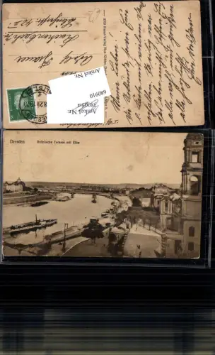 680910 Altstadt-Dresden Brühlsche Terrasse Terrassenufer Elbe Brücke Landungsplatz Dampfer