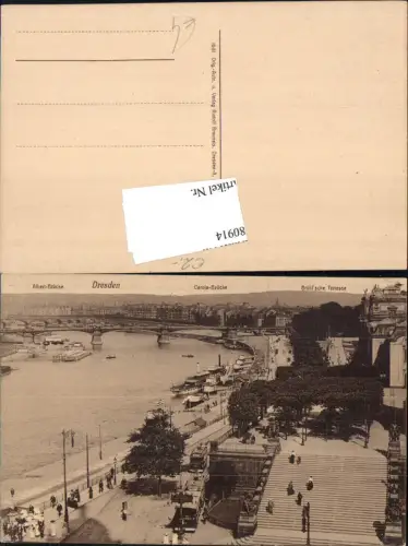 680914 Altstadt-Dresden Brühlsche Terrasse Terrassenufer Elbe Brücke Landungsplatz Dampfer