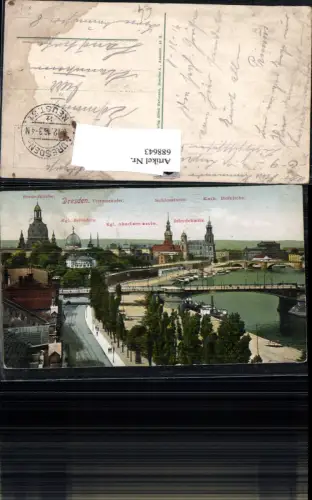 688643 Dresden Altstadt Elbufer Dampfschifflandeplatz Terrasse Brücke Hofkirche