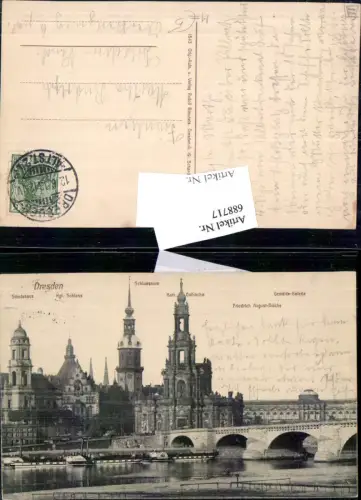 688717 Dresden Friedrich August Brücke Dampfer Saxonia Hofkirche Schloss