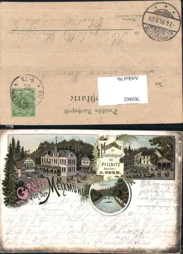 Lithographie Gruss v.d. Meixmühle Pillnitz Friedrichsgrund Loschwitz Dresden