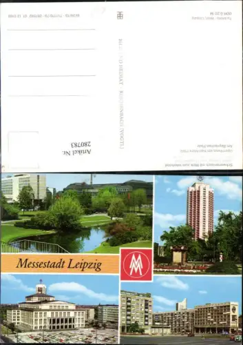 280783,Leipzig Schwanenteich Interhotel Hauptbahnhof Wohnhochhaus Opernhaus Mehrbildkarte
