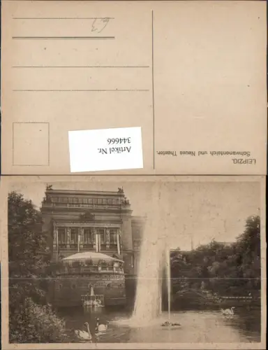 344666,Leipzig Schwanenteich u. Theater Fontäne Schwäne