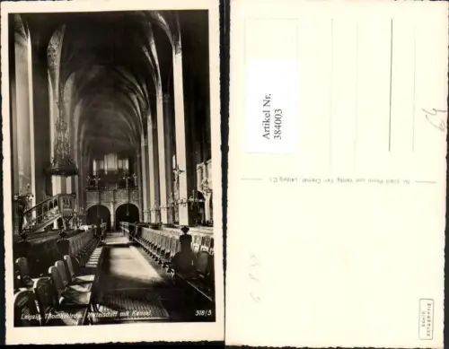 384003,Leipzig Thomaskirche Kirche Innenansicht Mittelschiff m. Kanzel u. Orgel
