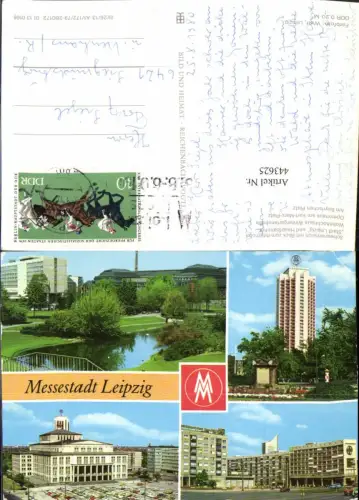 443625,Leipzig Schwanenteich Bahnhof Opernhaus Hochhaus Mehrbildkarte pub VEB