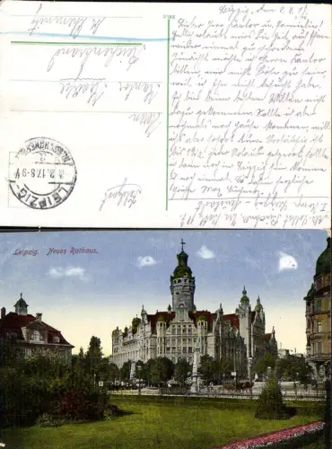 703637 Leipzig Neues Rathaus Feldpost Reichenbrand Chemnitz 1917
