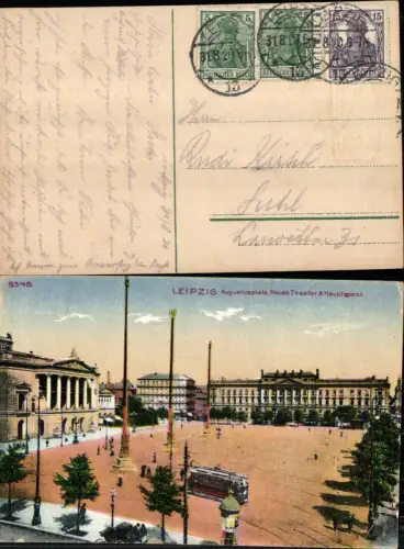 703648 Leipzig Augustusplatz Theater Hauptpost Post Tram Straßenbahn