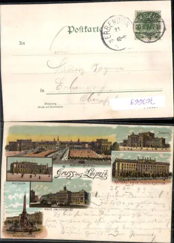 Lithographie Leipzig Theater Museum Mendebrunnen Bruno Bürger e Ottillie 155