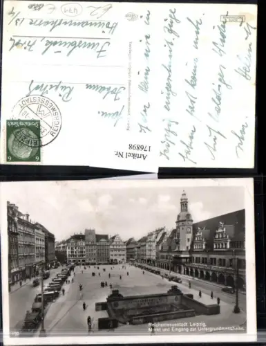 176898,Leipzig Hauptplatz Markt u. Eingang zur Untergrundmesshalle Ortsansicht