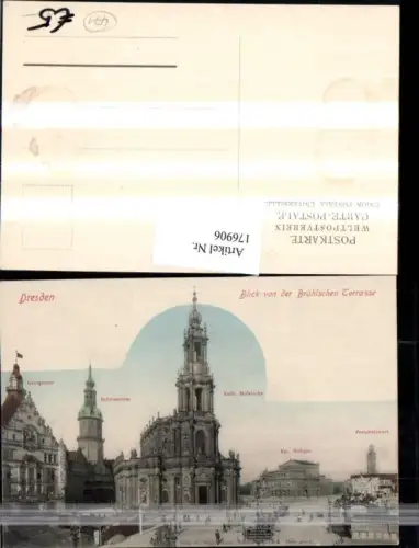 176906,Dresden Georgentor Schlossturm Kath. Hofkirche Kgl. Hofoper Fernheizwerk Blick v. d. Brühlschen Terrasse