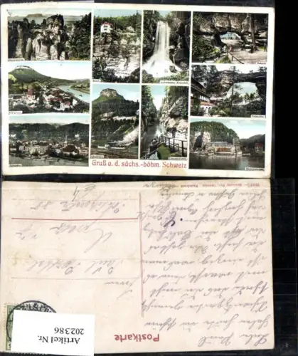 202386,Gruß a. d. sächs. böhm. Schweiz Mehrbild Ak Königstein Lichtenhainer Wasserfall Basteibrücke Lilienstein