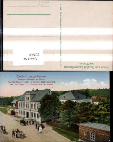 202400,Gasthof Langenhessen b. Werdau Konzert Ball Garten Etablissment Bes. Paul Dinter