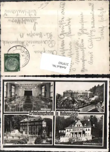 219763,Erholungsheim in Hohnstein f. Kinder Speisesaal Neubau Pensionistenheim Heim Mehrbildkarte