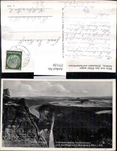 271120,Blick auf d. Elbtal geg. Schöna Schrammsteine Teufelsfelsen auf d. Wege zum Großen Winterberg