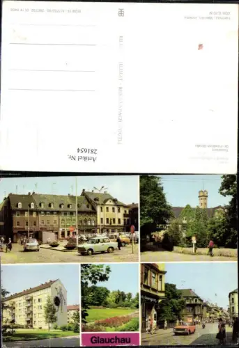 281654,Glauchau Markt Schloss Straße d. Jugend Rosarium Dr.-Friedrich-Straße Mehrbildkarte