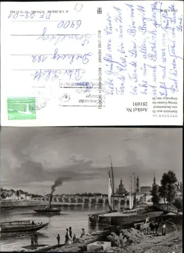 281691,Künstler AK Stahlstich Dresden Brücke Dampfer Segelboote Boote