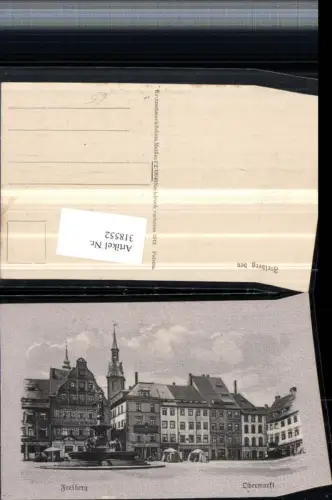 318552,Künstler AK Freiberg Obermarkt Brunnen Weinhandlung