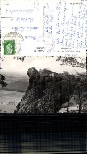 569023,Foto Ak Fels Lilienstein Sächsische Schweiz Mulattenkopf b. Bad Schandau