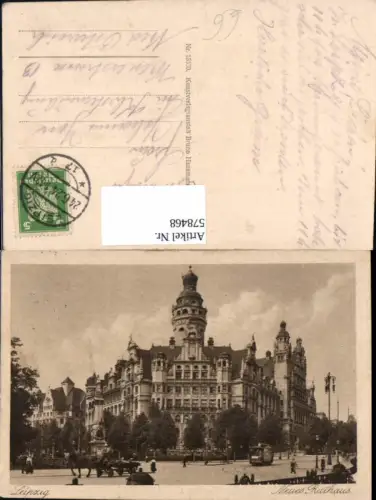 578468,Leipzig Neues Rathaus Kutsche Strassenbahn