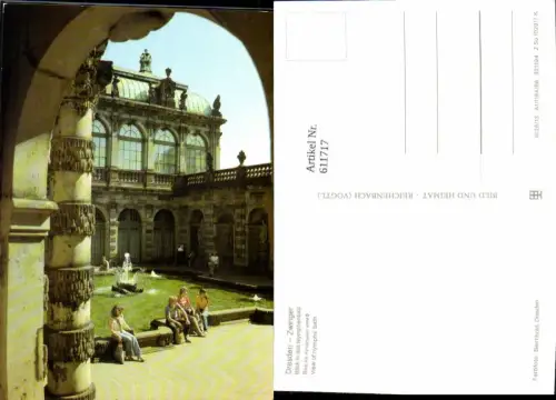 611717,Dresden Zwinger Blick in d. Nymphenbad Springbrunnen Brunnen