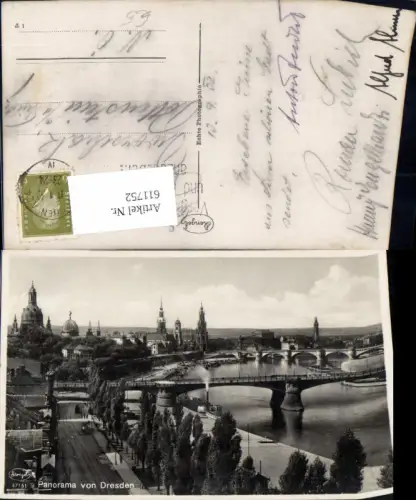 611752,Foto Ak Panorama v. Dresden Brücke Schiff Dampfer