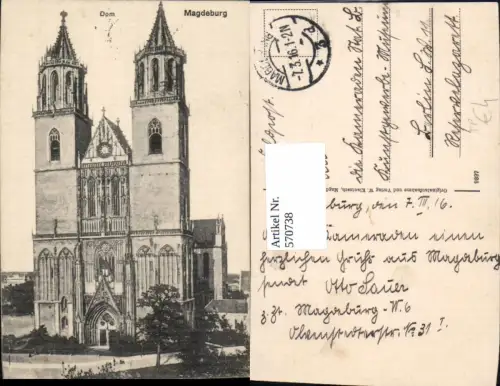 570738,Magdeburg Dom Feldpost Berlin S. W. 11 Reservelazarett