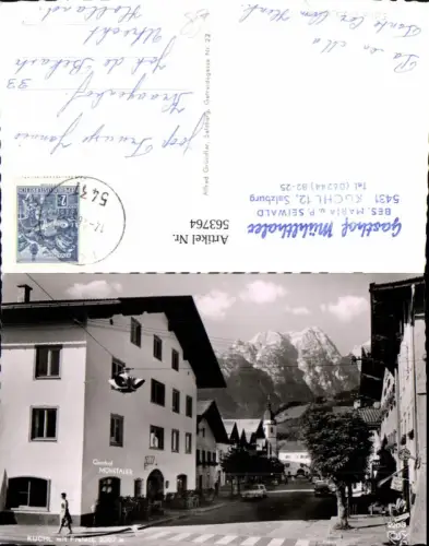 563764,Foto Ak Kuchl m. Freieck Ansicht m. Gasthof Mühltaler Auto pub Cosy 2203