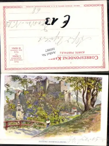 105987,Litho Salzburg Hohensalzburg H. Nowack sign.