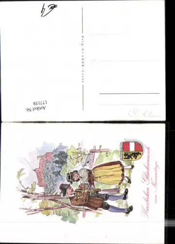 177158,Salzburg Herzlichen Glückwunsch z. Namenstage Stadtwappen Künstler Ak