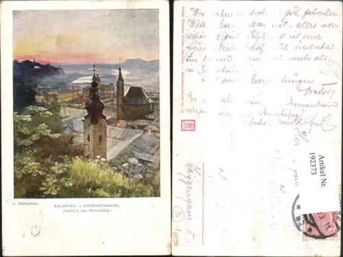 192373,Salzburg Künstler Ak L. Reiffenstein Ausblick v. Mönchsberg