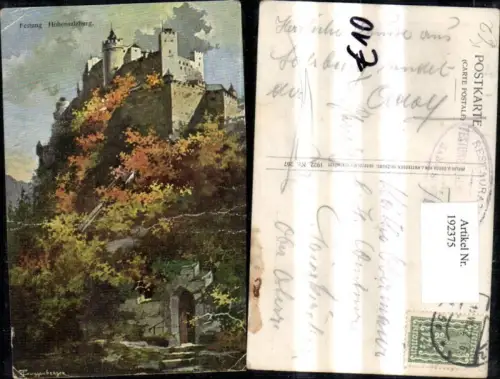 192375,Salzburg Künstler Ak T. Guggenberger Festung Hohensalzburg