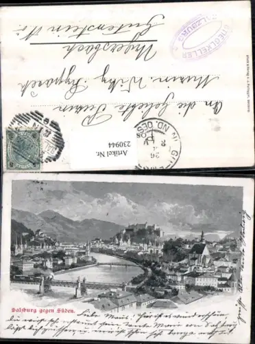 230944,Künstler AK F. Kulstrunk Salzburg Totale geg. Süden