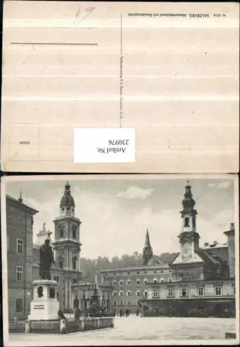230976,Salzburg Mozartdenkmal m. Residenzplatz Turm Brunnen pub F. E. Brandt